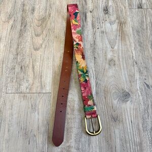 Patricia Nash Floral Leather Belt with Gold Buckle